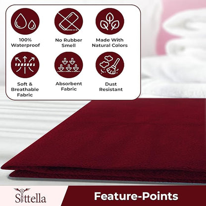 SITTELLA® Baby Waterproof Mattress Protector Sheet 70×50 cm – Quick Dry Washable (Maroon)