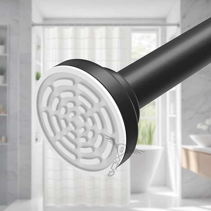 Extendable Shower Curtain Tension Rod Non-Drilling Anti-Skid Spring Pull Rod - (Stainless Steel, Silver)