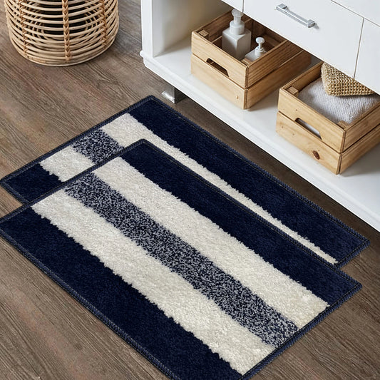 Anti-Skid Microfiber Bathroom Door Mat, Water Absorbent Floor mat (50X35cm) (Blue)