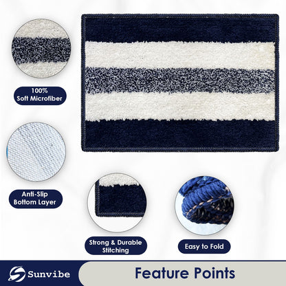 Anti-Skid Microfiber Bathroom Door Mat, Water Absorbent Floor mat (50X35cm) (Blue)