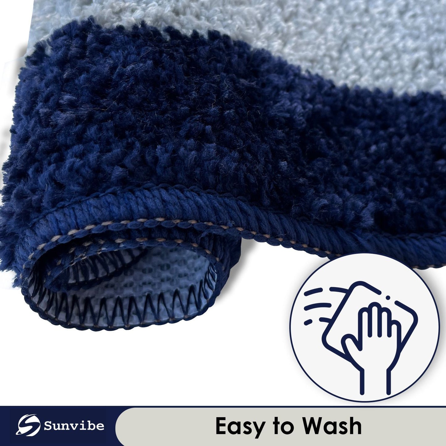 Anti-Skid Microfiber Bathroom Door Mat, Water Absorbent Floor mat (50X35cm) (Blue)
