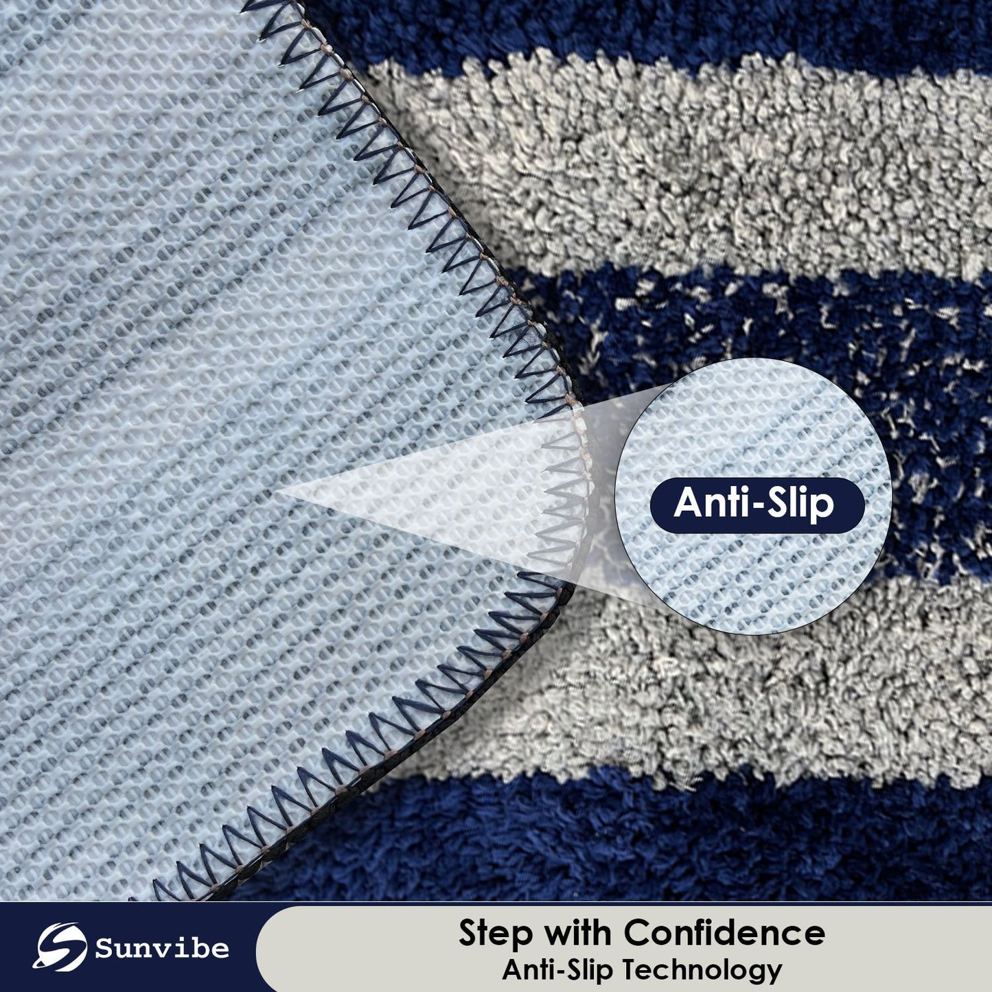 Anti-Skid Microfiber Bathroom Door Mat, Water Absorbent Floor mat (50X35cm) (Blue)