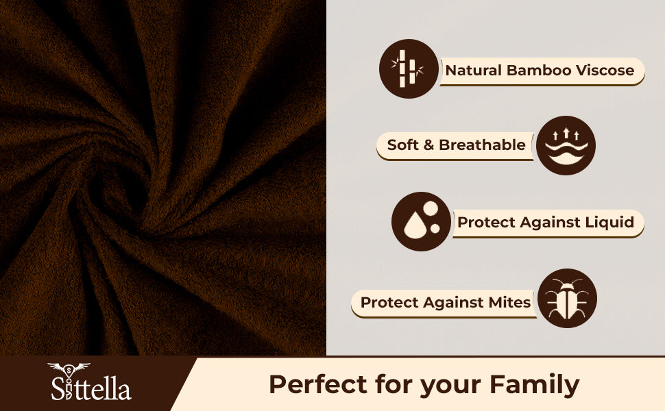 Waterproof Cotton Mattress Protector – Hypoallergenic, Soft, Breathable, Queen 78"x60", Brown