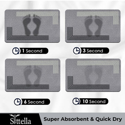 SITTELLA® Rubber Anti-Skid Kitchen Mat 45x120 cm (Grey) Water Absorbent Floor Rug, Quick Dry Carpet for Home & Kitchen