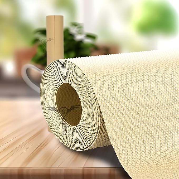 Drawer Mat Multi-Purpose EVA Non-Slip Waterproof Kitchen & Bathroom Shelf Liner (White-sunflower_