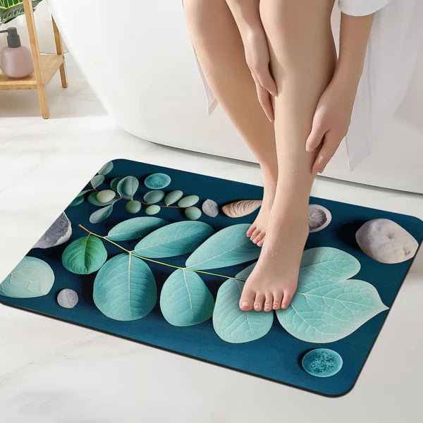 3D Abstract Print Anti-Skid Water Absorbent Bathroom Mat (40x60cm) - Yellow Flower