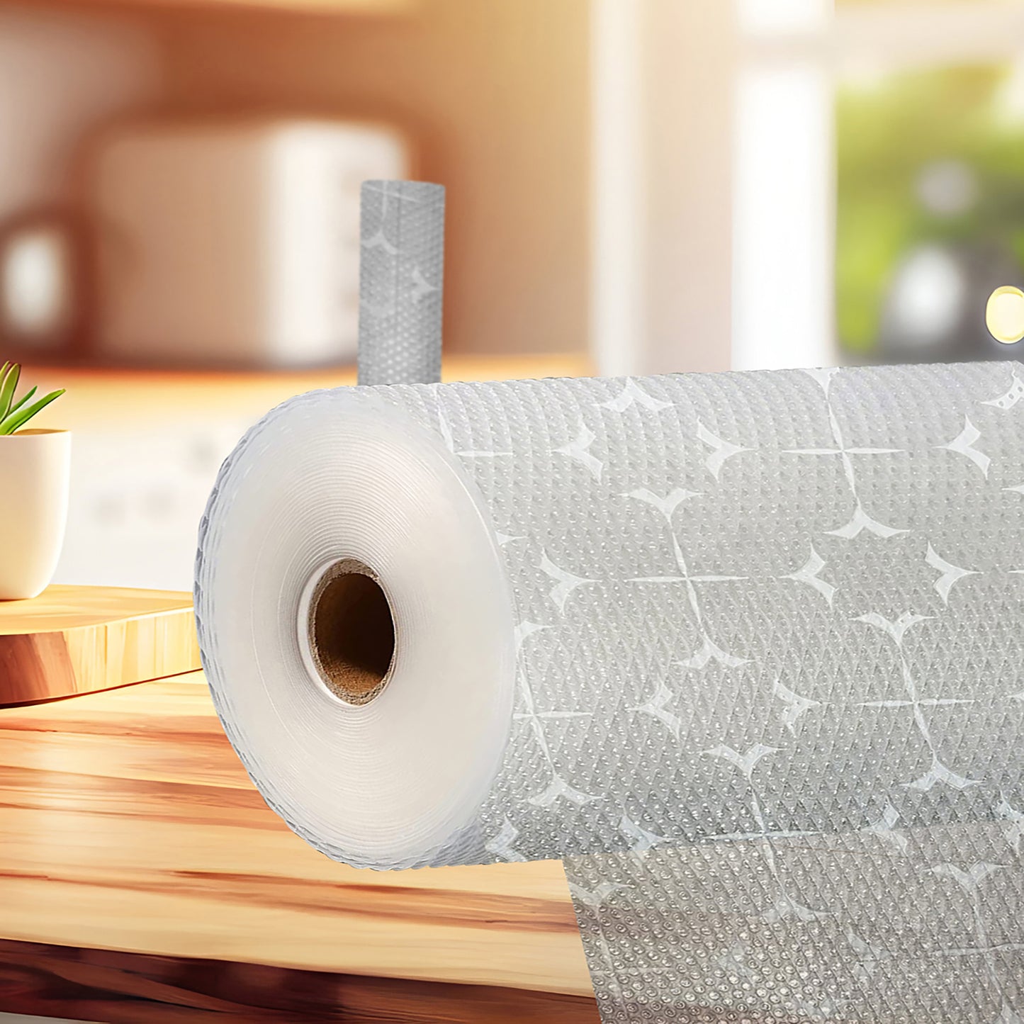 Drawer Mat Multi-Purpose EVA Non-Slip Waterproof Kitchen & Bathroom Shelf Liner (White-sunflower_