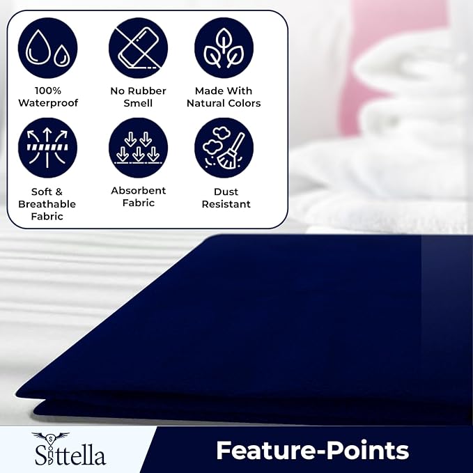 SITTELLA® Baby Waterproof Mattress Protector Sheet 70×50 cm – Quick Dry Washable (Navy Blue
