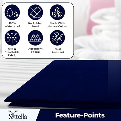 SITTELLA® Baby Waterproof Mattress Protector Sheet 70×50 cm – Quick Dry Washable (Navy Blue