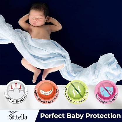 SITTELLA® Baby Waterproof Mattress Protector Sheet 70×50 cm – Quick Dry Washable (Navy Blue