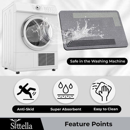 SITTELLA® Rubber Anti-Skid Kitchen Mat 45x120 cm (Grey) Water Absorbent Floor Rug, Quick Dry Carpet for Home & Kitchen